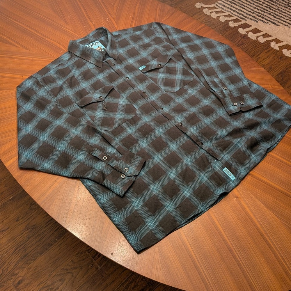Dixxon Flannel Co The Trixie Mens 5XL Black Teal Plaid SXS Addicts Button Shirt